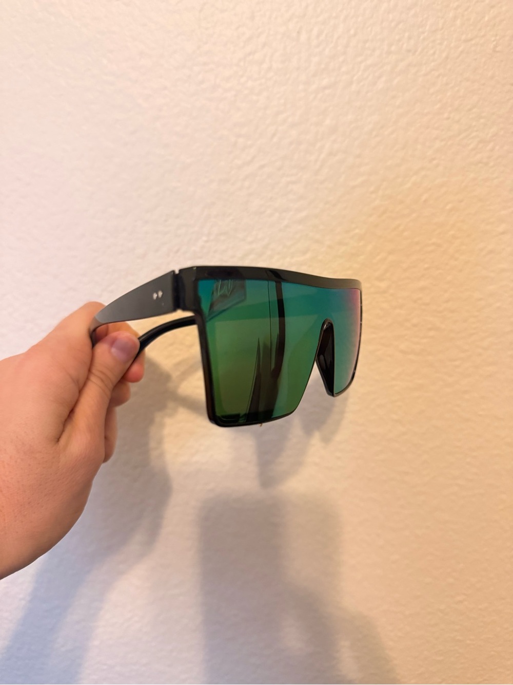 Mirrored Shield Sunglasses - Green/Purple Lens - Picture 4 of 7